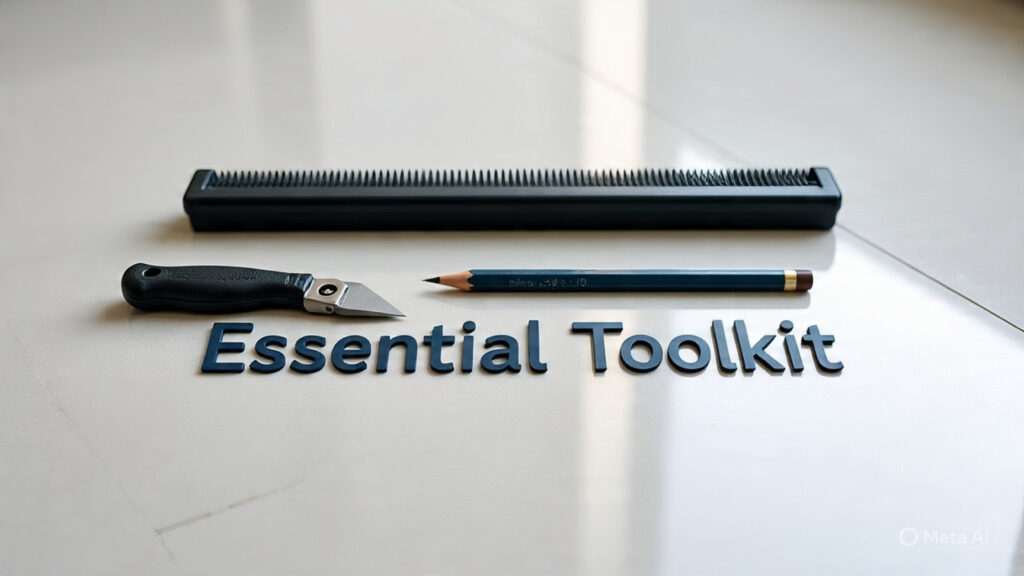 Essential Toolkit" laid out neatly on a clean floor or table
